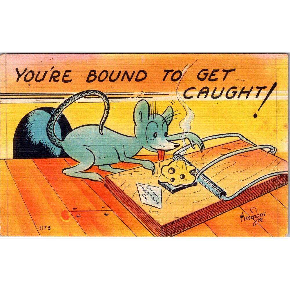 You're Bound To Get Caught 1951 Vintage Postcard SP17-18